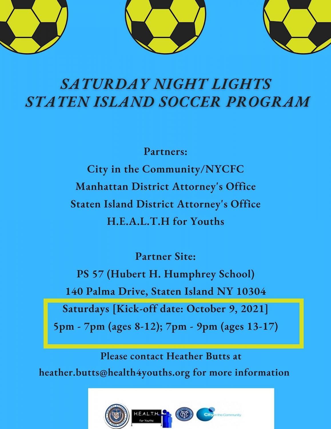 Staten Island Saturday Night Lights In-Person Soccer