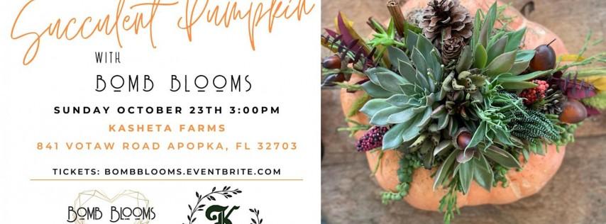 Design Your Own Succulent Pumpkin with Bomb Blooms at Kasheta Farms