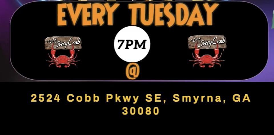 Karaoke Tuesdays @ Juicy Crab Smyna
Tue Jan 3, 7:00 PM - Tue Jan 3, 10:00 PM
in 60 days