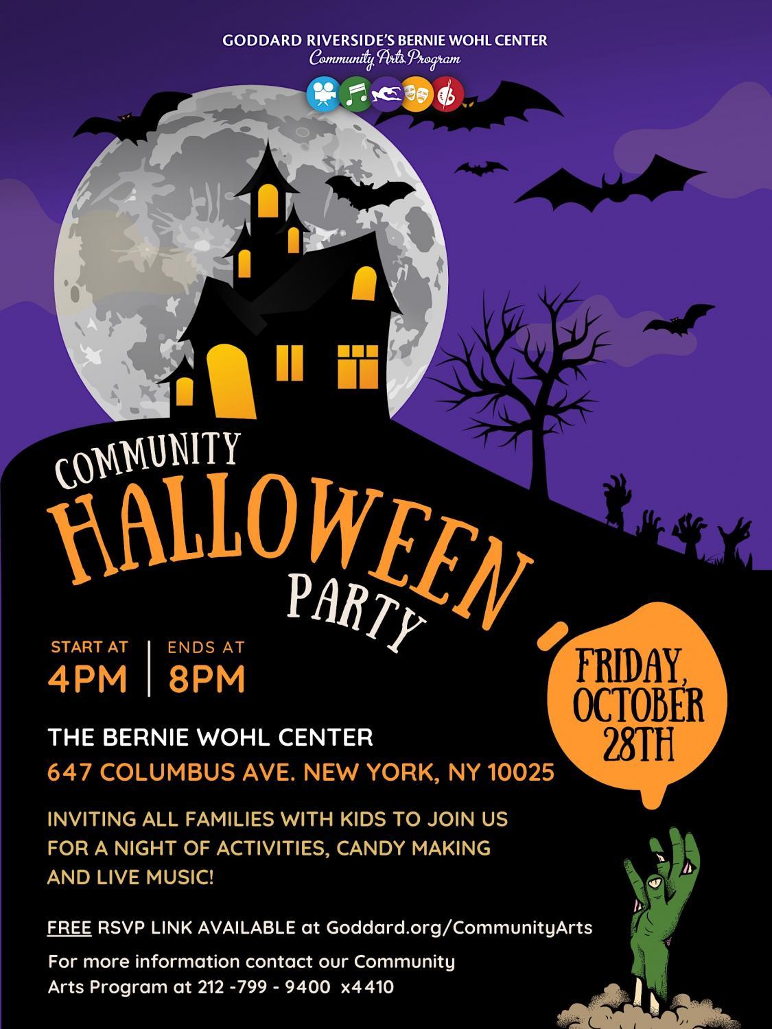 Community Halloween Party
Fri Oct 28, 4:00 PM - Fri Oct 28, 8:00 PM
in 11 days