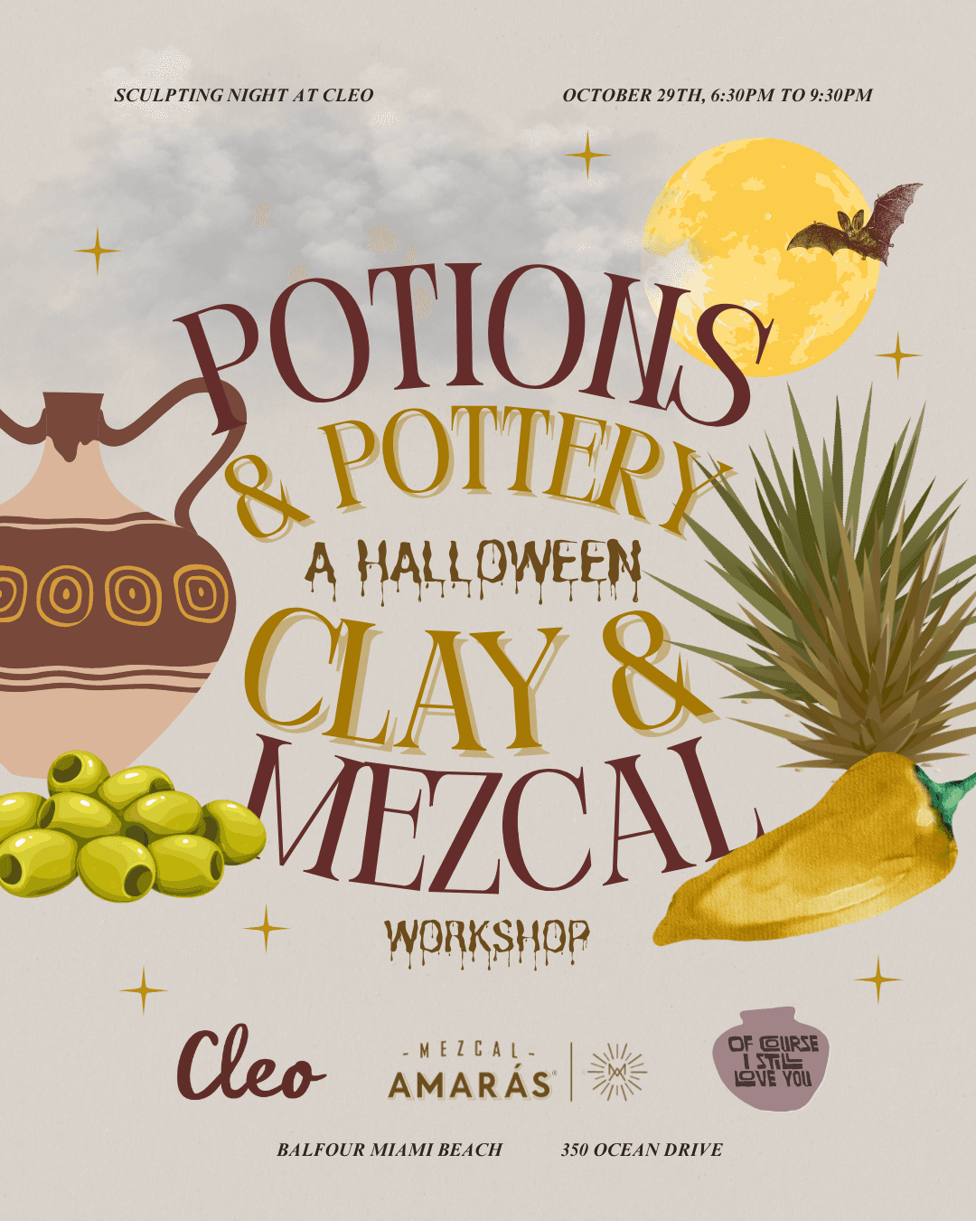 Potions & Pottery at Cleo: A Pre-Halloween Clay & Mezcal Workshop