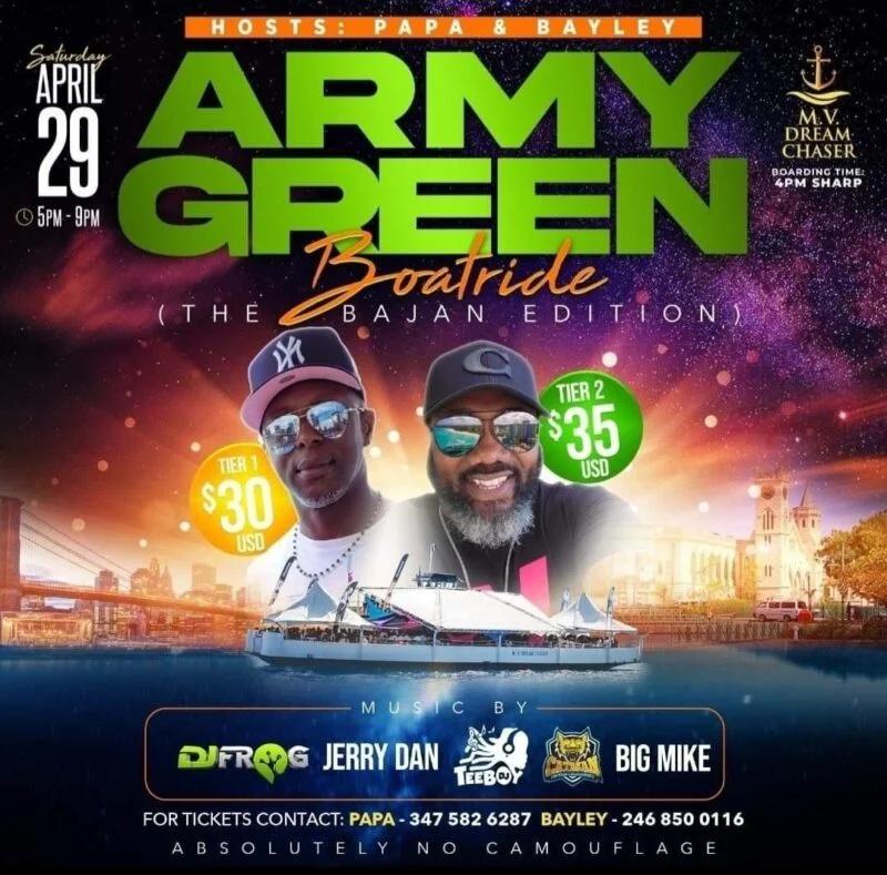 Army Green Boat Ride: The Bajan Edition