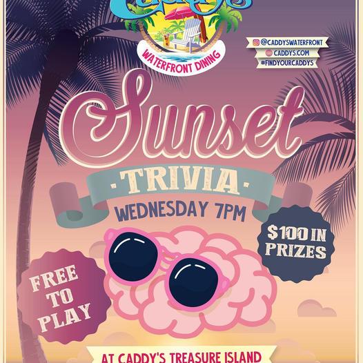 Sunset Trivia at Caddy's Treasure Island
Wed Nov 9, 7:00 PM - Wed Nov 9, 9:00 PM
in 5 days