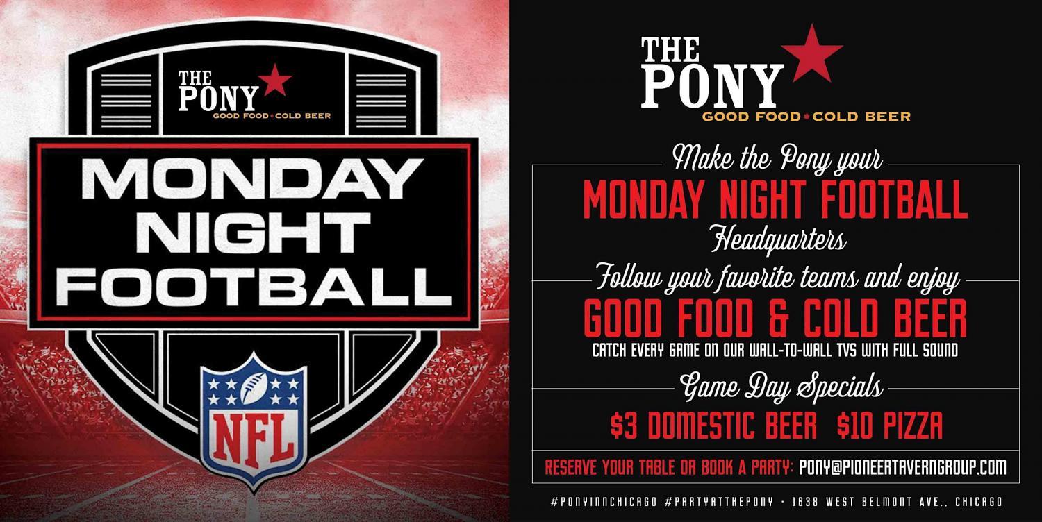 Monday Night Football at The Pony Inn
Mon Dec 26, 7:15 PM - Mon Dec 26, 10:15 PM
in 52 days