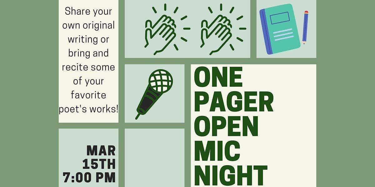 March One-Pager Open Mic Night
