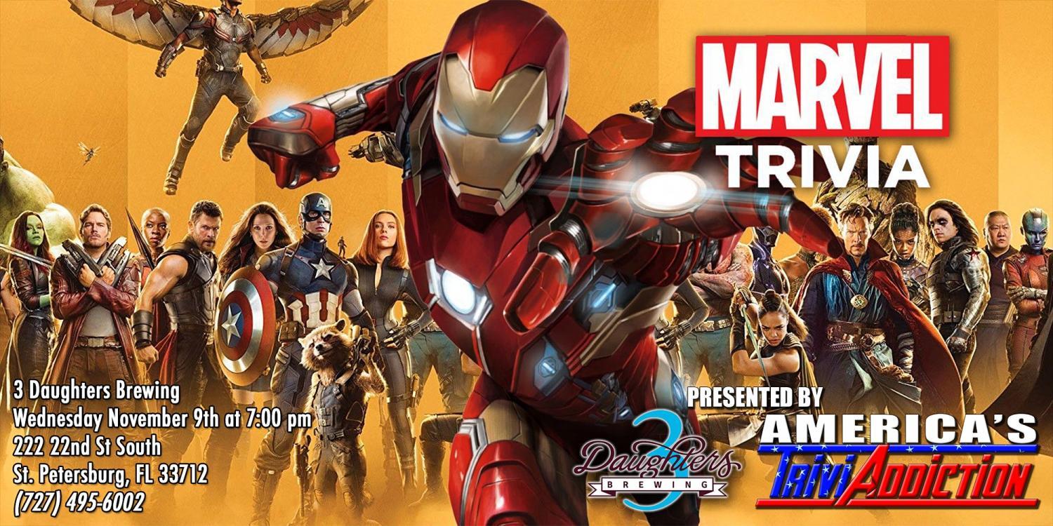 Marvel Themed Trivia - ONE TICKET PER TEAM
Wed Nov 9, 7:00 PM - Wed Nov 9, 10:00 PM
in 5 days