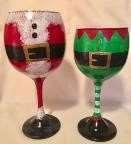 Santa and Elf Wine Glasses
