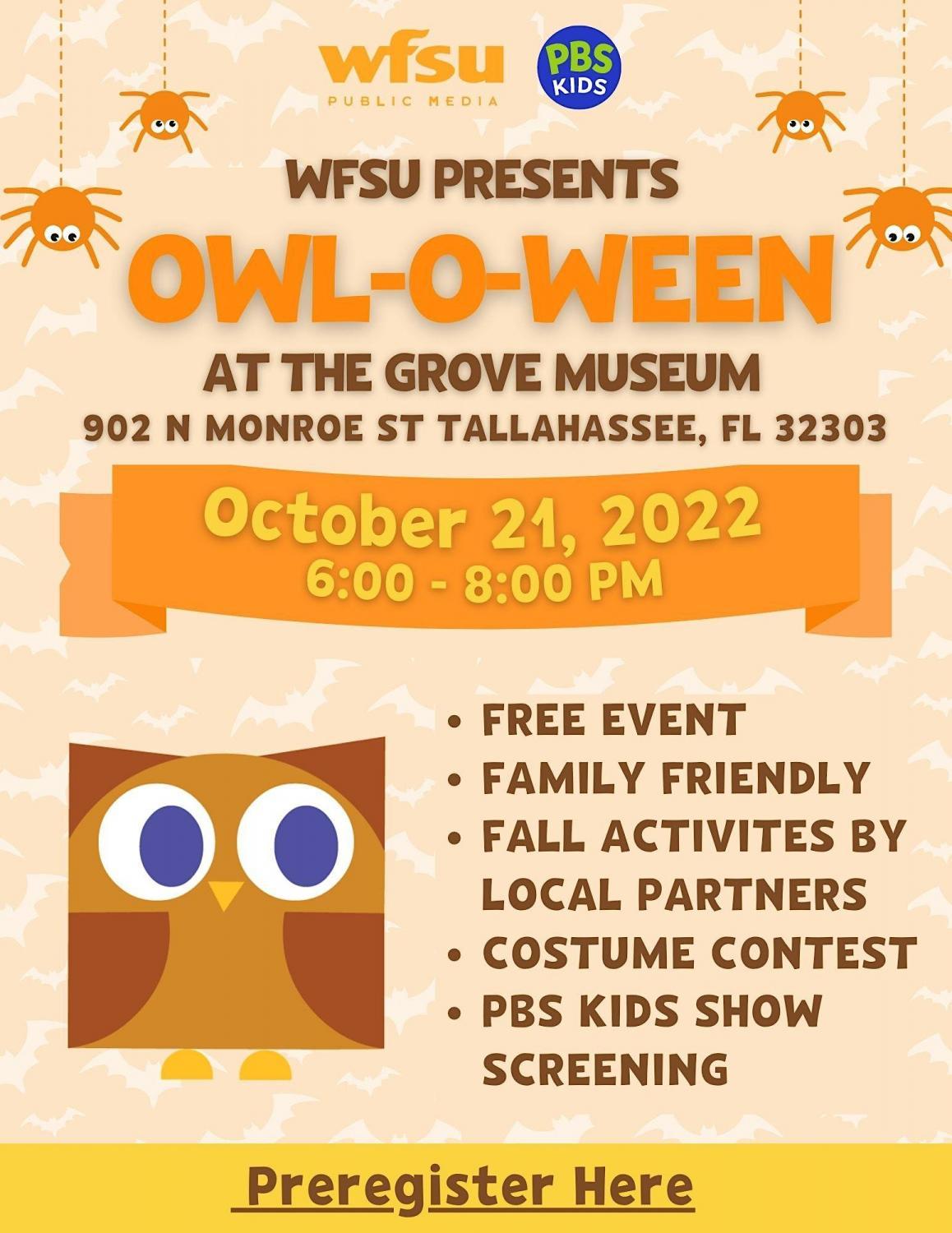 Owl-O-Ween in The Grove Museum!
Fri Oct 21, 7:00 PM - Fri Oct 21, 7:00 PM