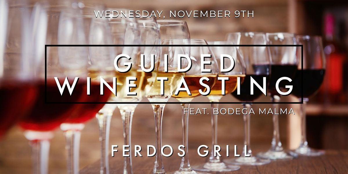 Guided Wine  Tasting on Wednesday, November 9th