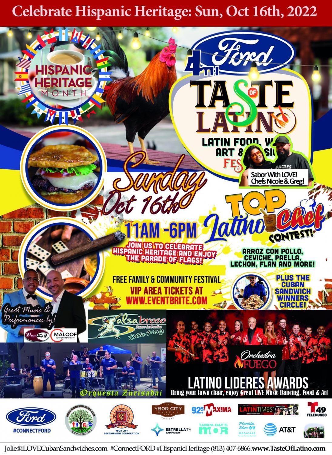 4th Annual FORD Taste of Latino Festival
Sun Oct 16, 12:00 PM - Sun Oct 16, 12:00 PM