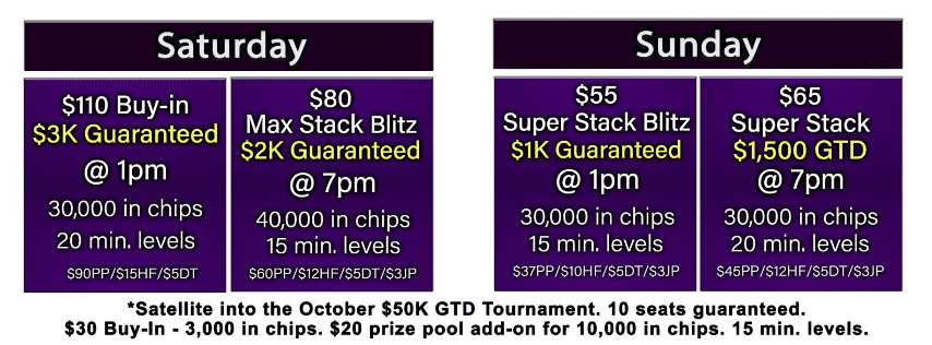 Saturday & Sunday Poker Tournaments at The Silks
