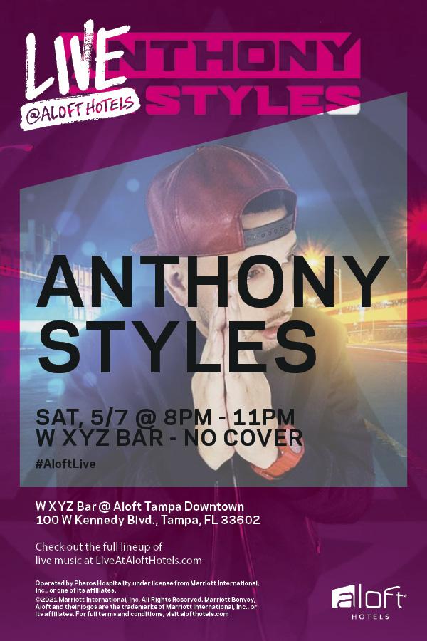 Anthony Styles performing live at W XYZ Bar inside Aloft Tampa Downtown Hotel