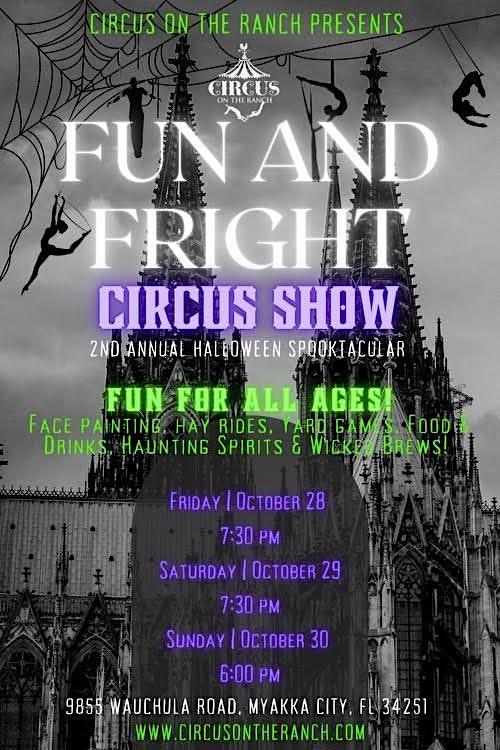 Fun and Fright Circus Show at Circus On The Ranch
Fri Oct 28, 7:00 PM - Fri Oct 28, 7:00 PM
in 9 days