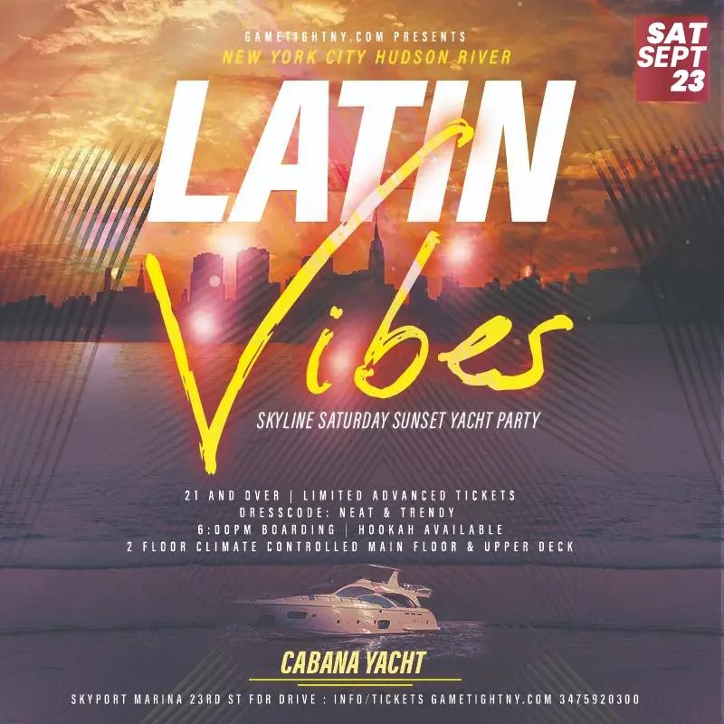 Latin Vibes NYC Cabana Yacht Cruise Party Skyport Marina 2023