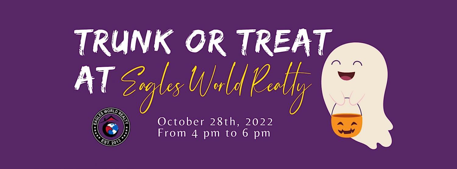 Eagles World Realty Trunk or Treat
Fri Oct 28, 7:00 PM - Fri Oct 28, 7:00 PM
in 8 days