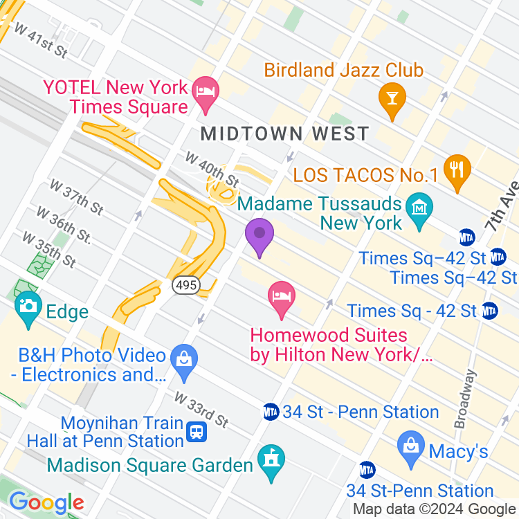 Map showing Arlo Midtown Hotel
