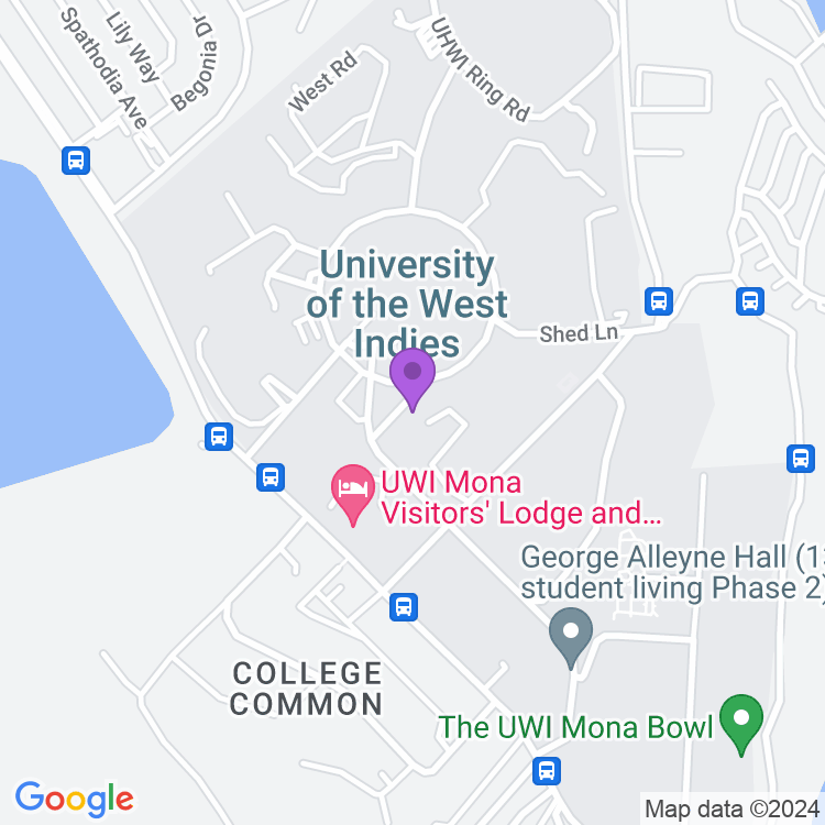 Map showing Carimac, UWI Mona Campus