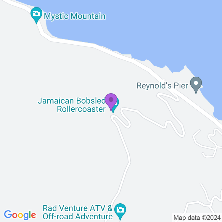 Map showing Mystic Mountain Bobsled Jamaica