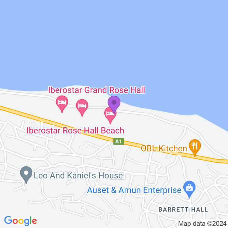 Map showing Iberostar Rose Hall Beach