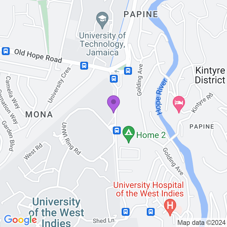 Map showing The University of the West Indies Chapel