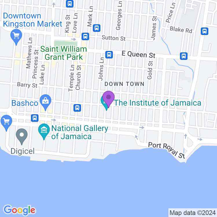 Map showing Institute of Jamaica