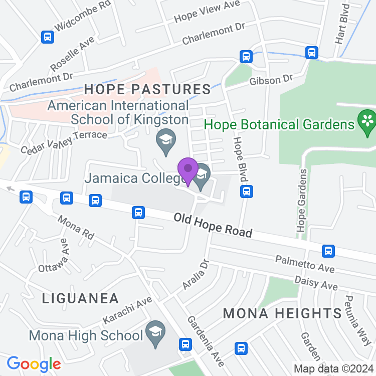 Map showing Jamaica College