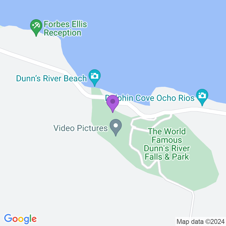 Map showing Dunns River Falls and Beach