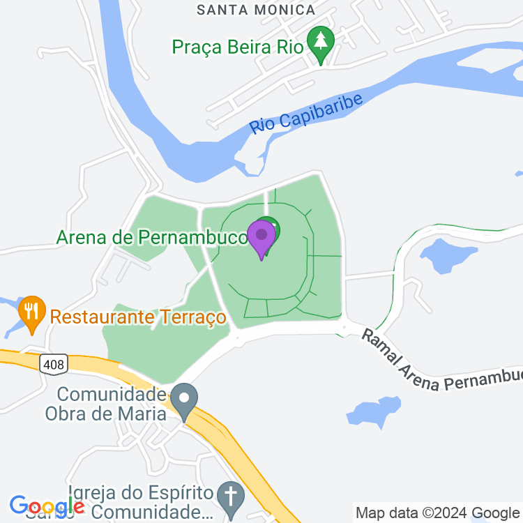 Map showing Itaipava Arena Pernambuco